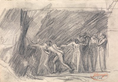 MacBeth in der Hexenhöhle - Zweiter Besuch, oder Canidia und der Jüngling, oder Die Öffnung der Arche von George Romney